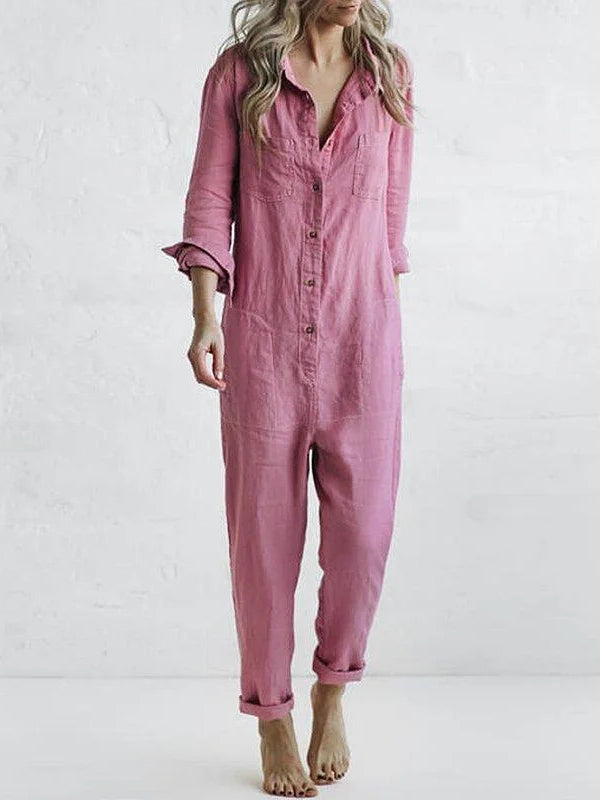 Women's Full Length Jumpsuit – Relaxed Long Sleeve Occasion Jumpsuit