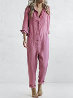 Women's Full Length Jumpsuit – Relaxed Long Sleeve Occasion Jumpsuit
