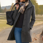 Women's Long Winter Coat – Button Front Overcoat