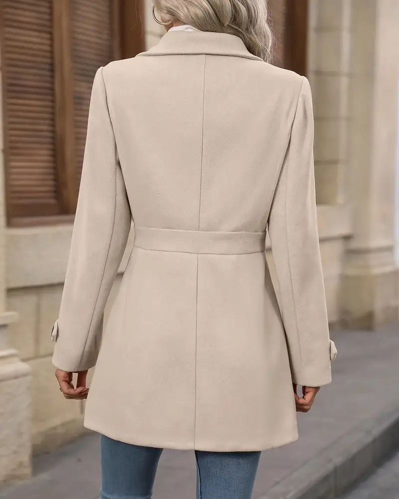 Women's Long Tailored Coat – Classic Button Front Overcoat