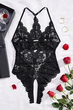 Women's Floral Sheer Lace Bodysuit – Fitted Lingerie Bodysuit