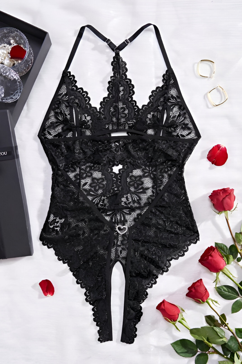 Women's Floral Sheer Lace Bodysuit – Fitted Lingerie Bodysuit