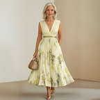 Women's Sleeveless Pleated Maxi Dress – Flowy Formal Occasion Dress