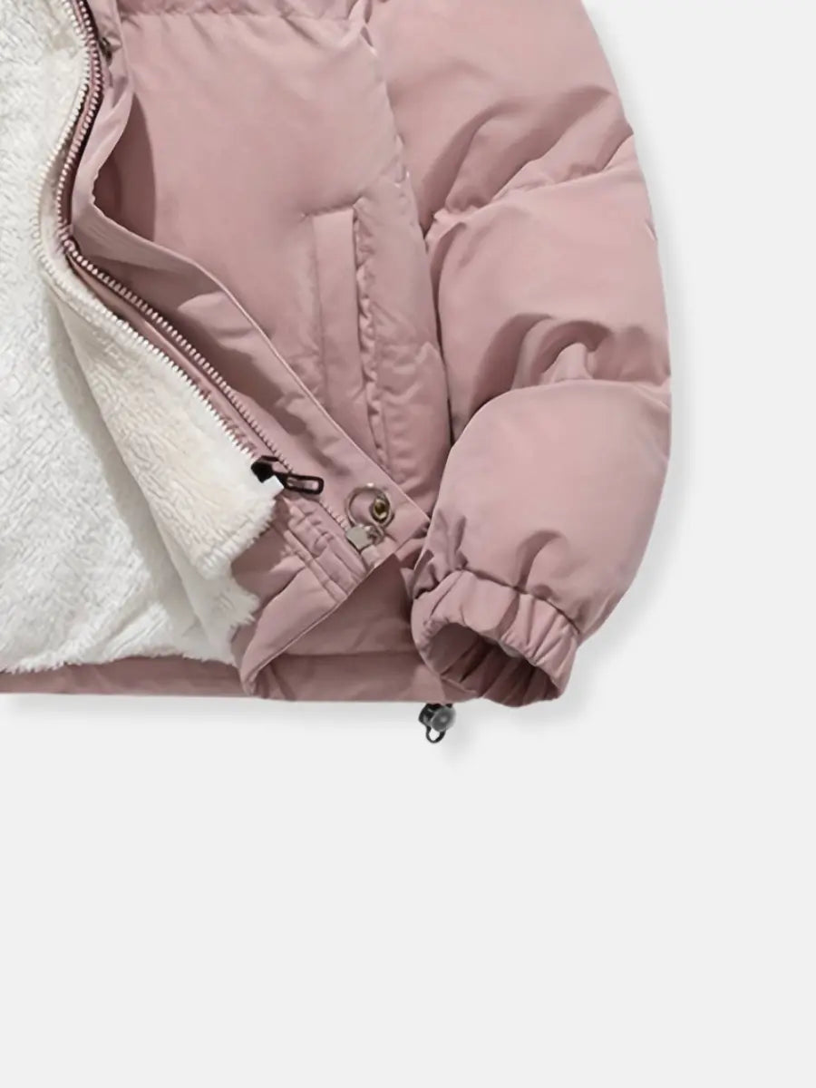 Women's Fleece Lined Winter Jacket – Hooded Zip Coat