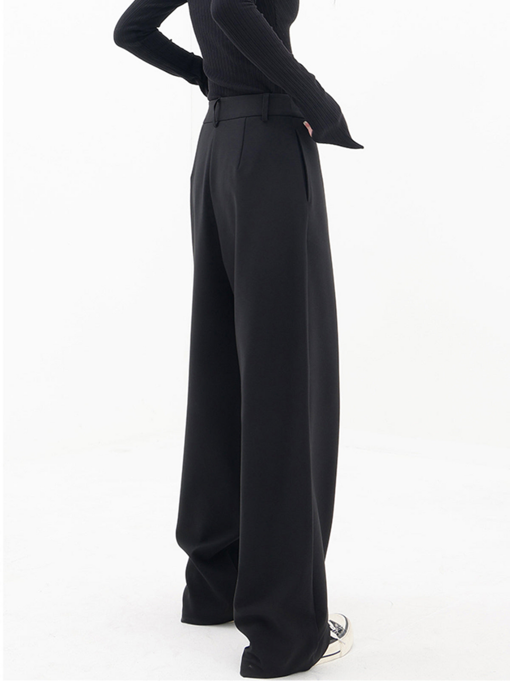 Women's Elastic Waist Crisscross Trousers – Relaxed Wide Leg Pants