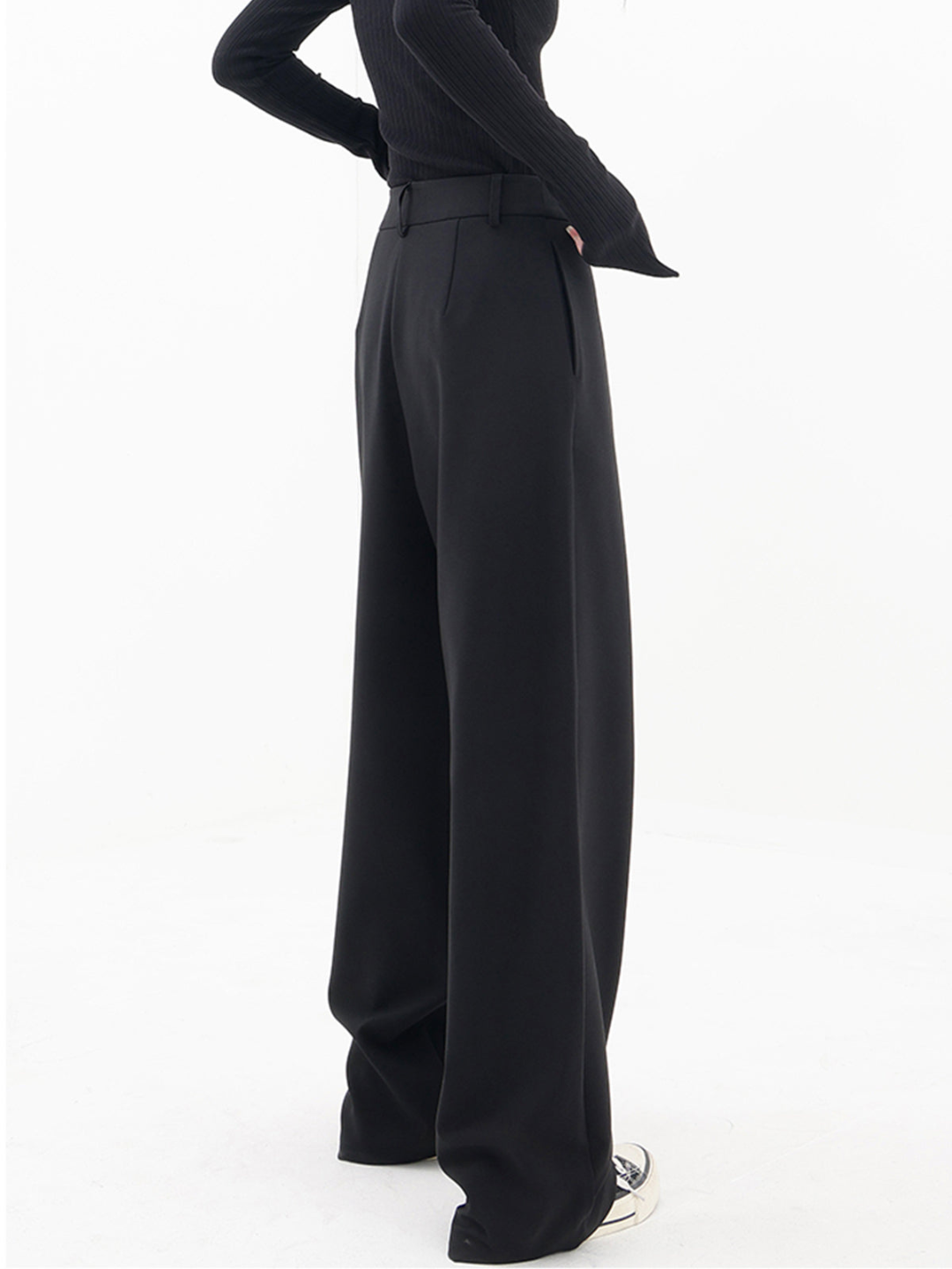 Women's Elastic Waist Crisscross Trousers – Relaxed Wide Leg Pants