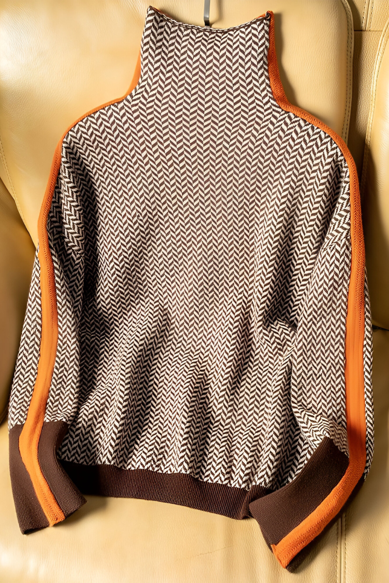 Women's Long Sleeve High Neck Sweater – Relaxed Knit Pullover
