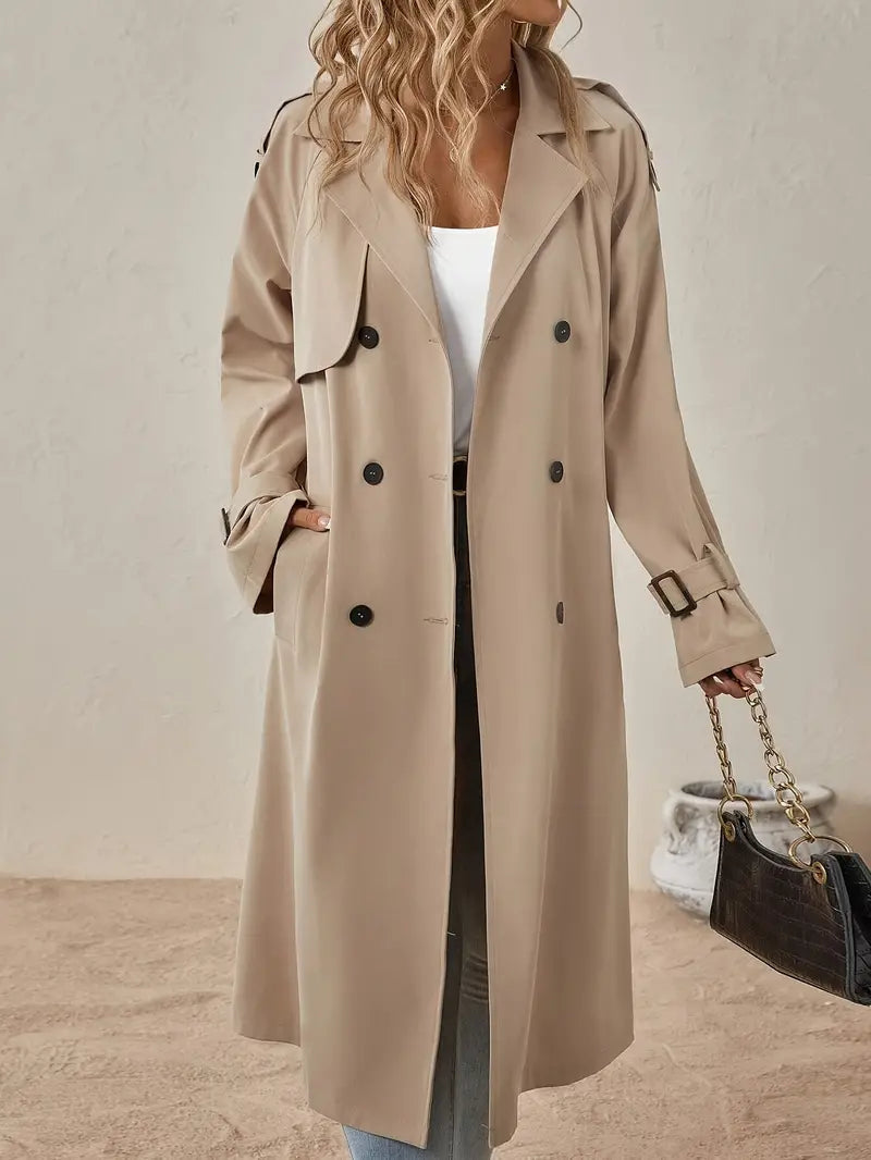 Women's Classic Button Trench Coat – Tailored Longline Overcoat