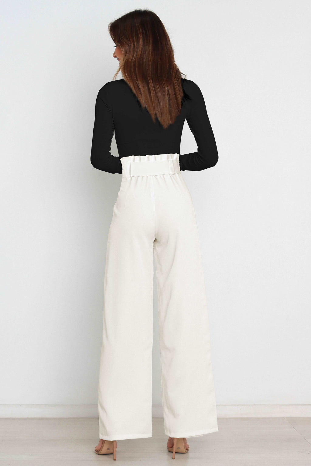 Women's Bow Tie Paperbag Waist Pants – High Rise Wide Leg Trousers