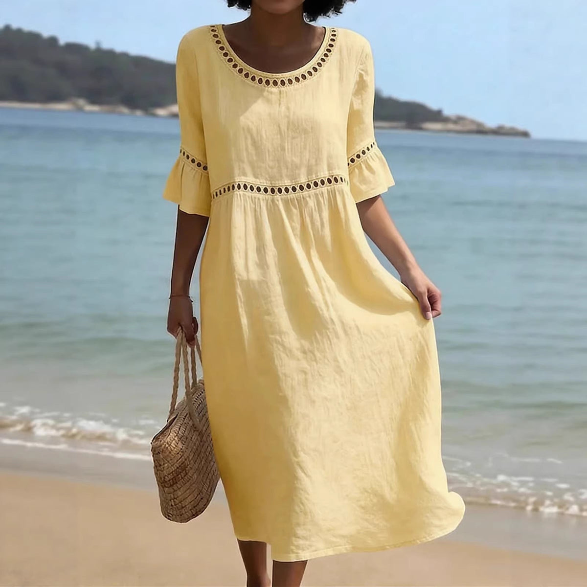 Women's Flowy Midi Occasion Dress – Figure-Flattering Day-to-Evening Dress