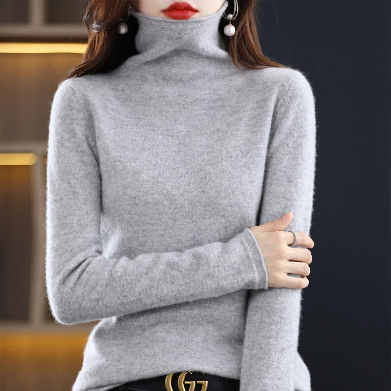 Women's Turtleneck Winter Sweater – Classic Roll Neck Knit Sweater