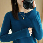 Women's Crew Neck Knit Sweater – Lightweight Long Sleeve Sweater