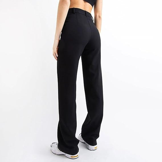 Women's Classic Straight Leg Trousers – High Waist Tailored Pants