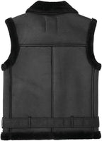 Women's Sleeveless Faux Leather Vest – Fur Lined Winter Gilet