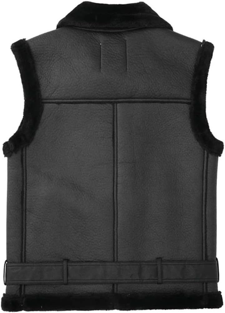 Women's Sleeveless Faux Leather Vest – Fur Lined Winter Gilet