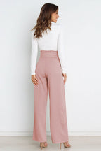 Women's Bow Tie Paperbag Waist Pants – High Rise Wide Leg Trousers
