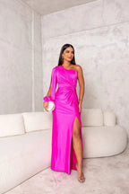 Women's Pleated Wedding Guest Dress – Flowy Formal Maxi Dress