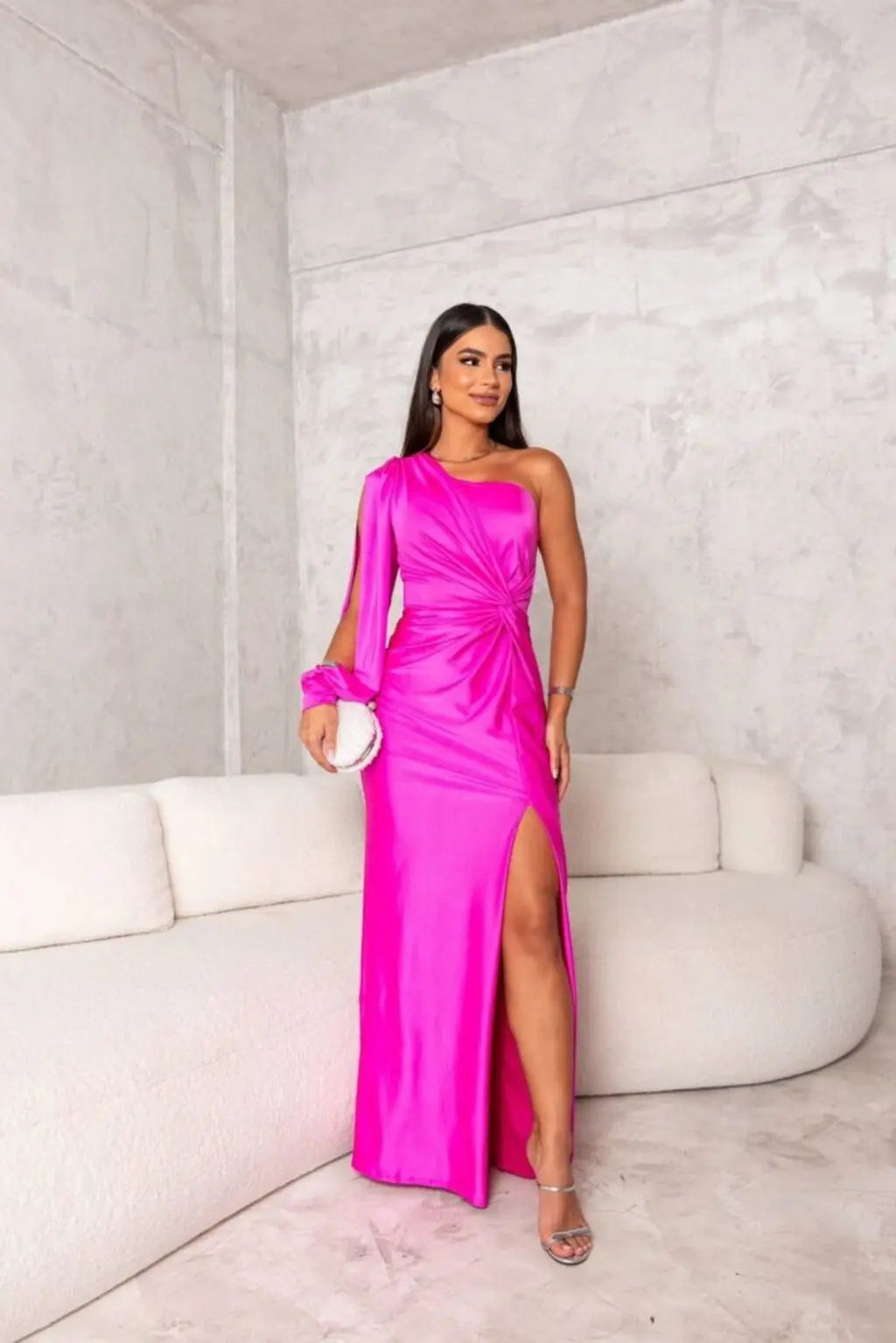 Women's Pleated Wedding Guest Dress – Flowy Formal Maxi Dress
