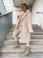 Women's Textured Longline Trench Coat – Relaxed Button Front Coat