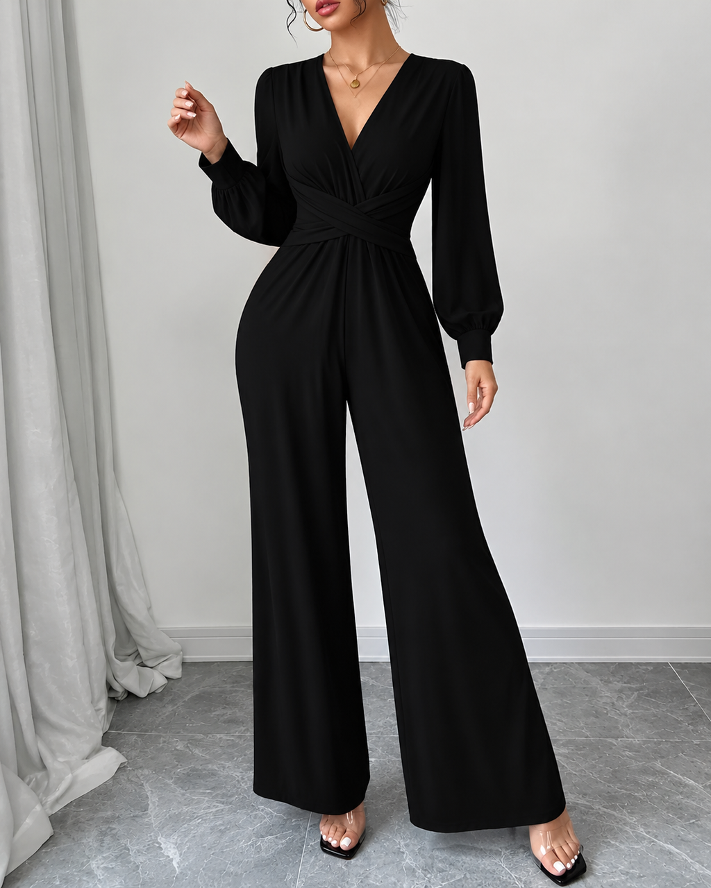 Women's Lace Detail Formal Jumpsuit – Fitted Evening Party Jumpsuit