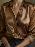 Women's Classic Collar Office Blouse – Tailored Long Sleeve Blouse