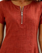 Women's A-Line Zip Front Dress – Flared Day Dress
