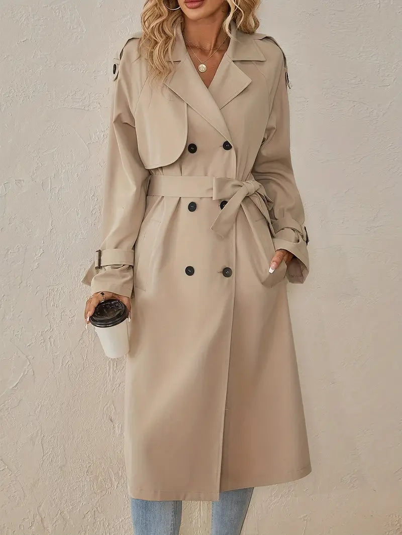 Women's Classic Button Trench Coat – Tailored Longline Overcoat
