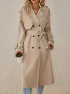 Women's Classic Button Trench Coat – Tailored Longline Overcoat