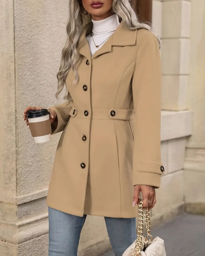 Women's Long Tailored Coat – Classic Button Front Overcoat