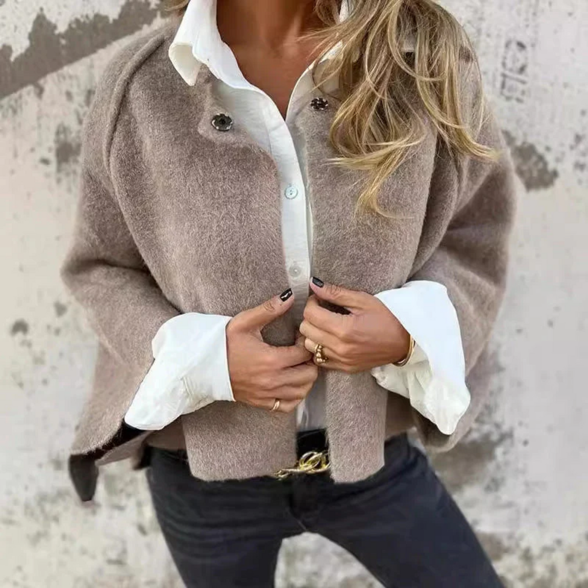 Women's Classic Tailored Coat – Structured Button Front Longline Coat