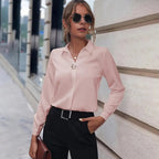 Women's Office Shirt Blouse – Collared Long Sleeve Button Blouse