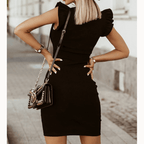 Women's Ruffle Sleeve Bodycon Dress – Fitted Evening Cocktail Dress