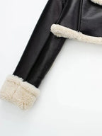 Women's Cropped Winter Jacket – Fleece Lined Zip-Up Jacket