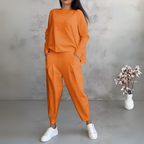 Women's Crew Neck Pants Set – Long Sleeve Relaxed Lounge Set