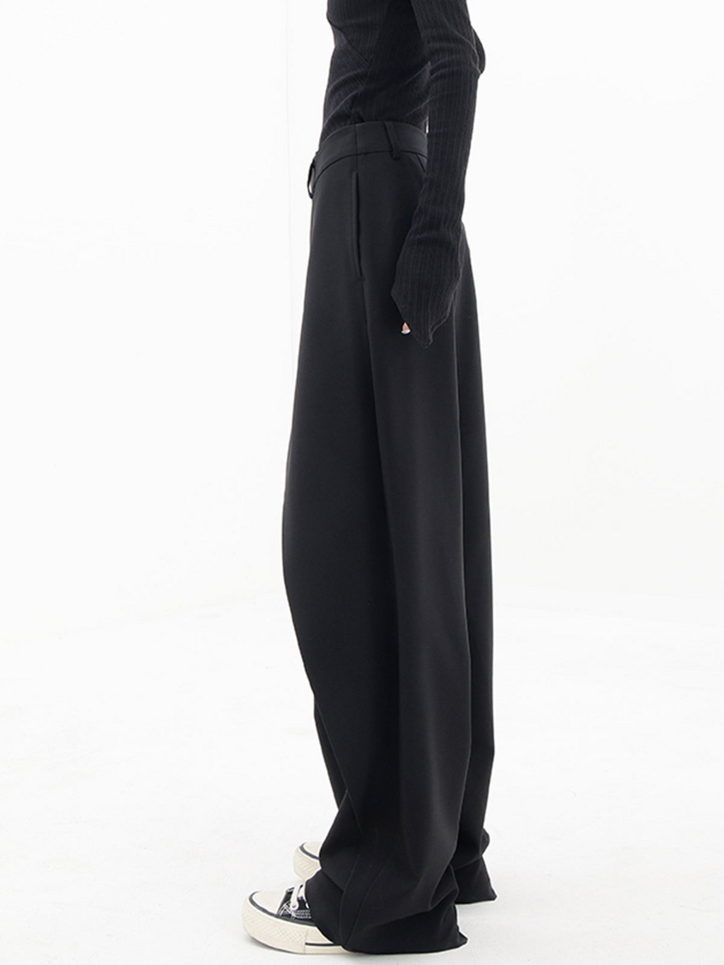 Women's Elastic Waist Crisscross Trousers – Relaxed Wide Leg Pants