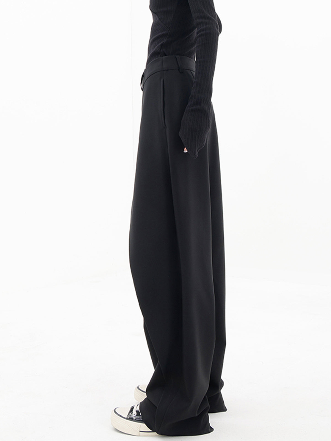 Women's Elastic Waist Crisscross Trousers – Relaxed Wide Leg Pants