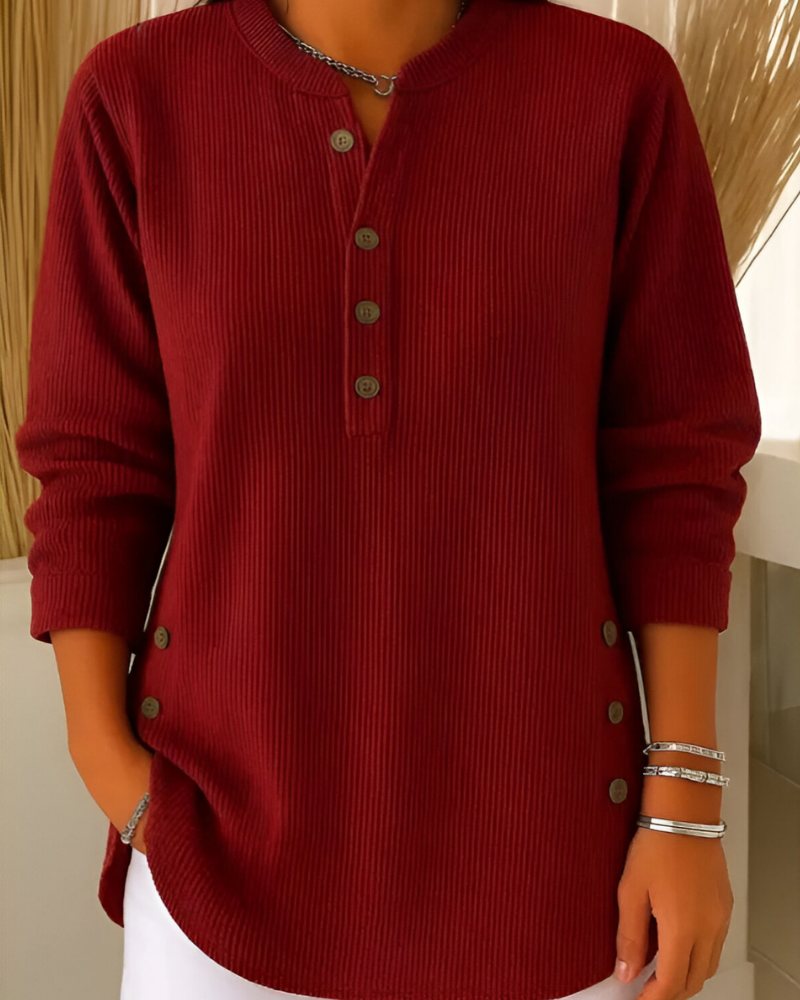 Women's Long Sleeve Knit Top – Textured Relaxed Sweater Top