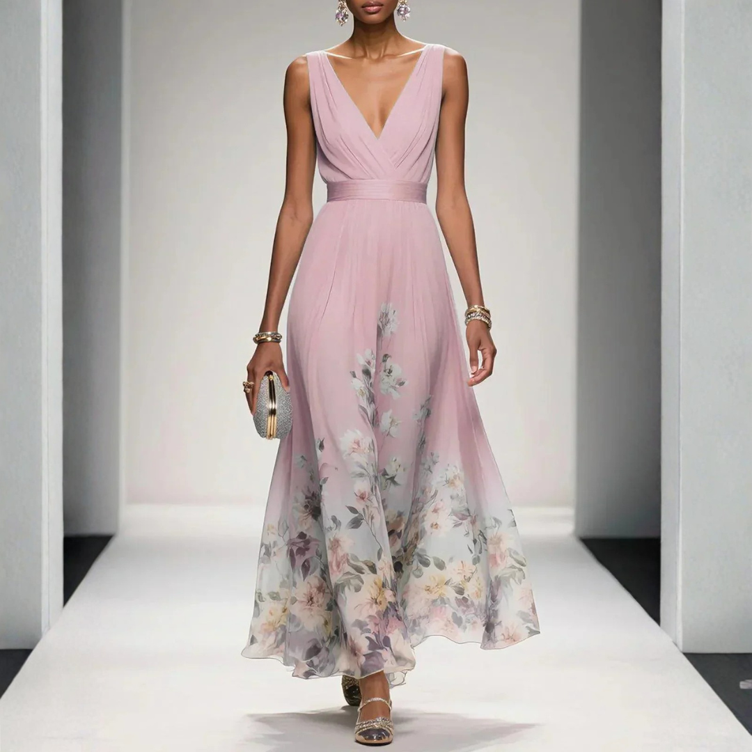 Women's Floral Wedding Guest Maxi Dress – Flowy Summer Occasion Dress