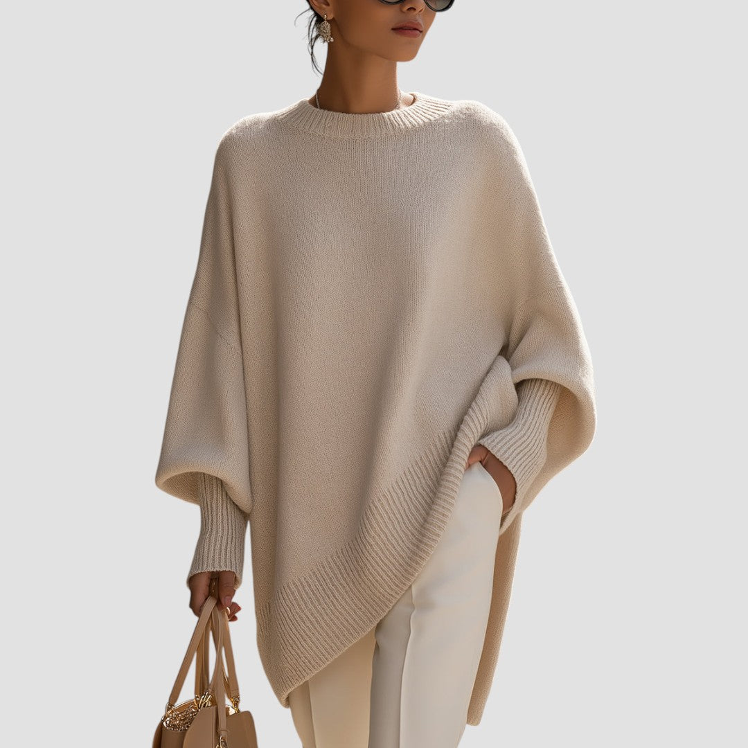 Women's Oversized Knit Sweater – Relaxed Long Sleeve Casual Sweater