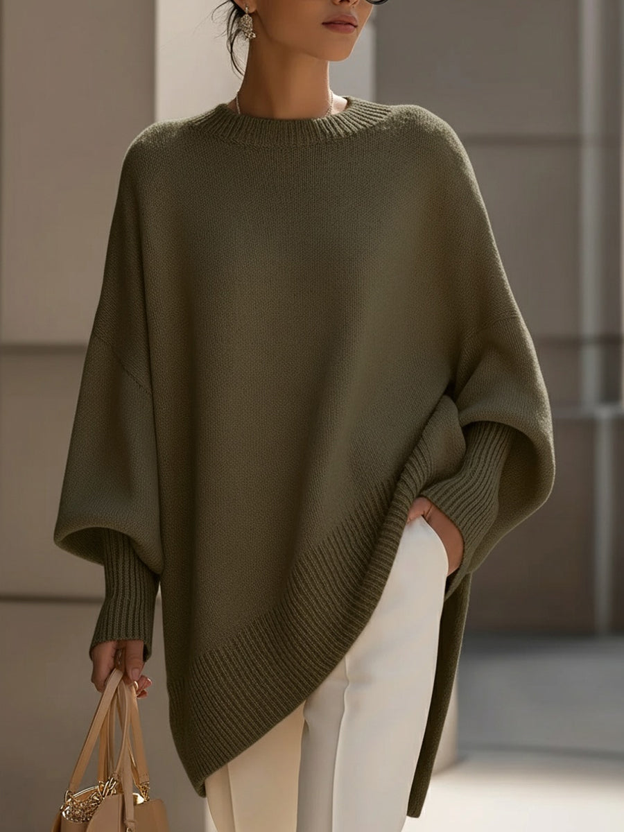 Women's Oversized Knit Sweater – Relaxed Long Sleeve Casual Sweater
