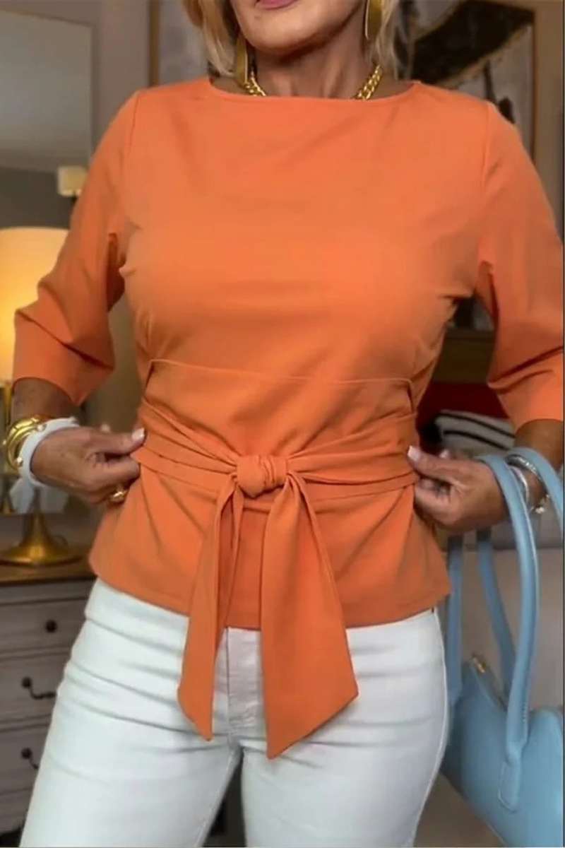 Women's Tie Front Blouse – Bow Waist Fitted Top