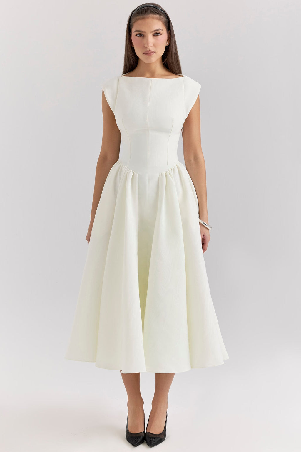 Women's Tailored Wedding Guest Dress – Defined Waist Flowy Occasion Dress