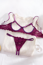 Women's Deep Plunge Lingerie Set – Lace Bra & Matching Brief Set