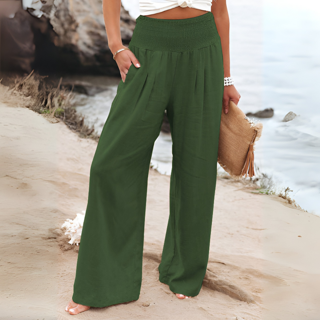 Women's High Waist Casual Pants – Relaxed Wide Leg Pull-On Trousers