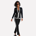Women's Contrast Trim Tracksuit – Zip-Up Jacket & Coordinated Pants Set