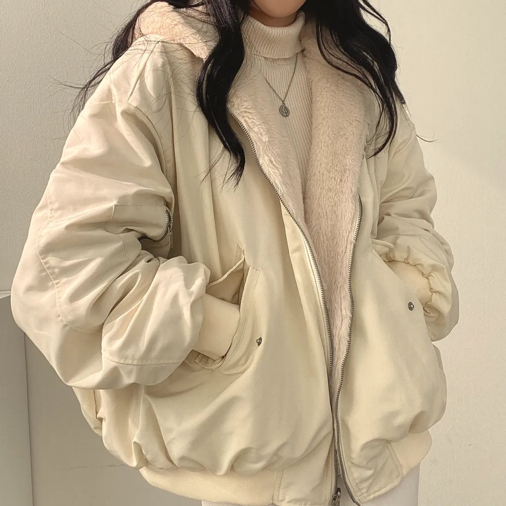 Women's Reversible Winter Jacket – Oversized Hooded Jacket