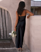 Women's Strappy Evening Maxi Dress – Fitted Side Slit Formal Dress
