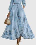Women's Pleated Wedding Guest Midi Dress – Sleeveless Floral Occasion Dress