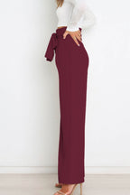 Women's Bow Tie Paperbag Waist Pants – High Rise Wide Leg Trousers