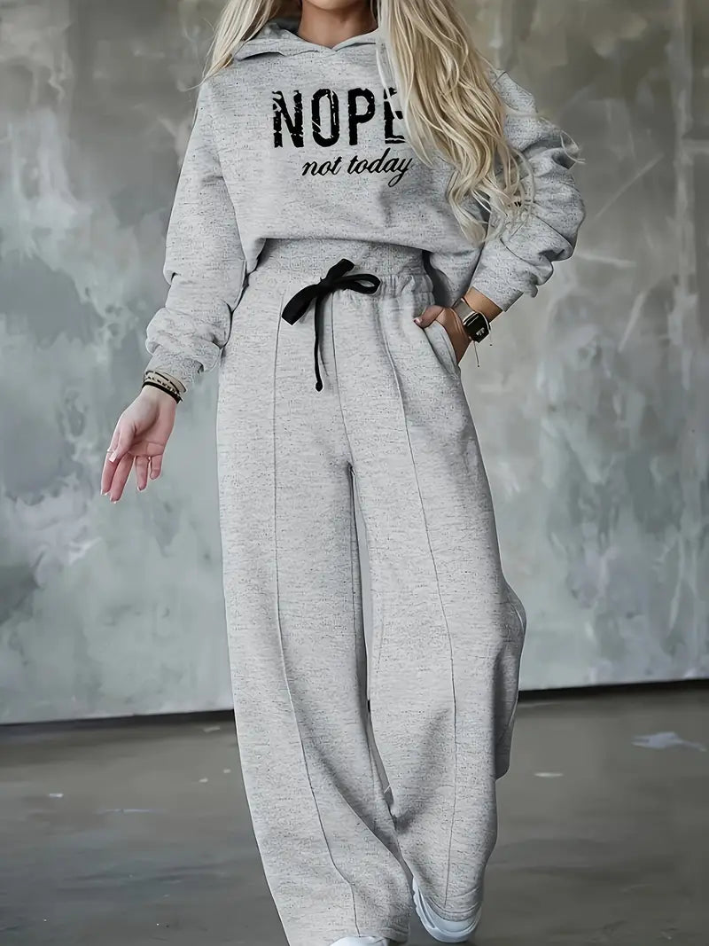 Women's Graphic Hoodie Tracksuit – Wide Leg Lounge Set